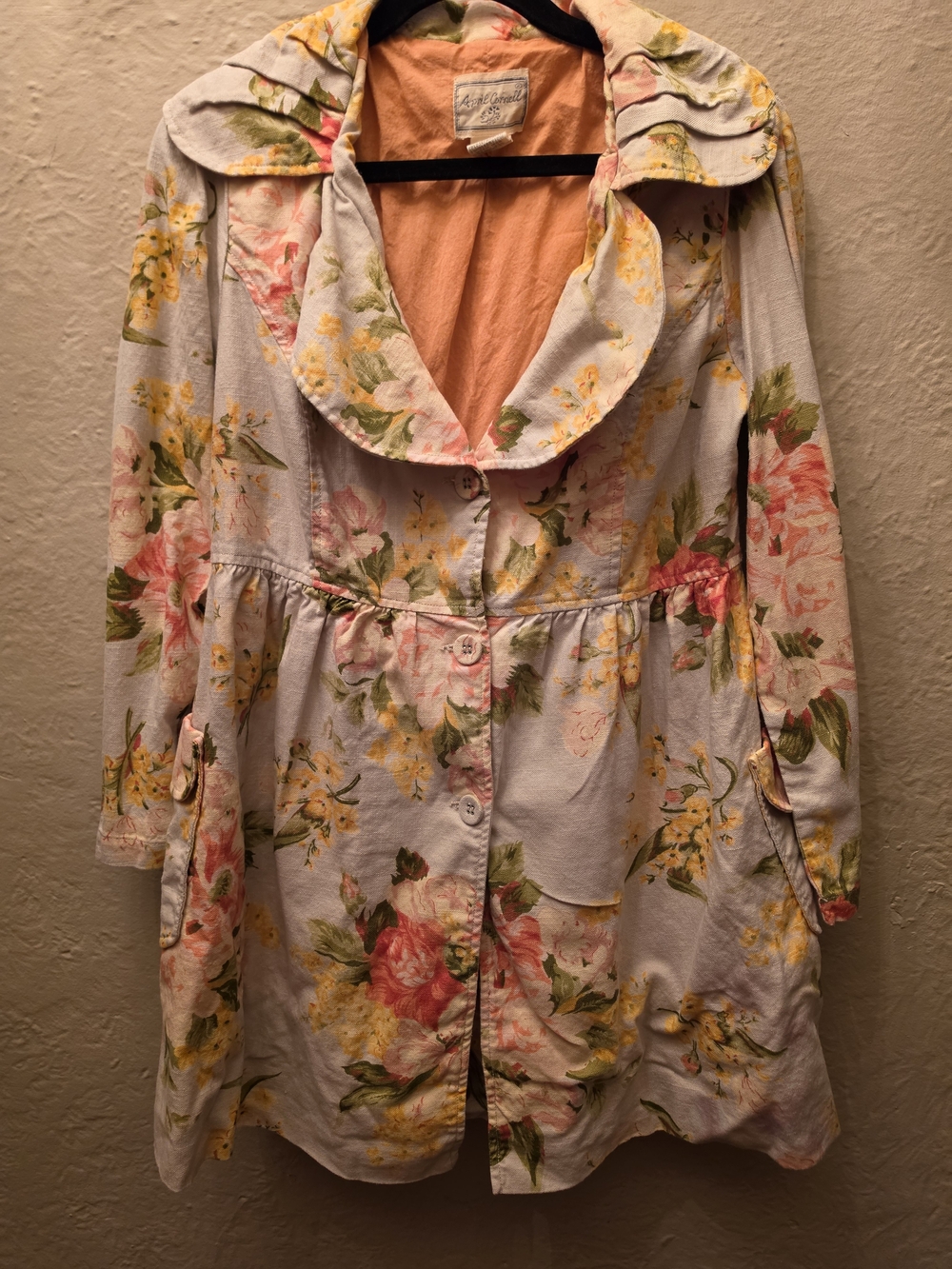 April Cornell Floral Cotton Duster Jacket Cottagecore Romantic Size S